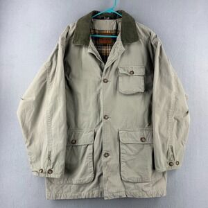 Vintage Aberdeen Chore Coat Jacket Mens Medium Biege Canvas Flannel Lined Barn